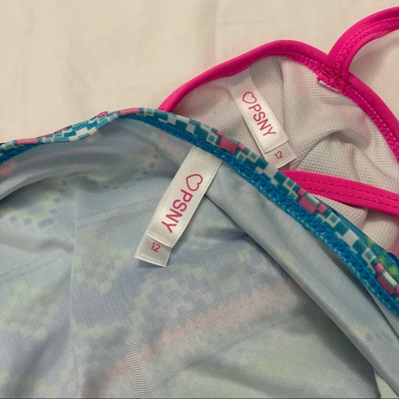 PSNY Lot of 2 Girls Tankini & 1 Piece Swimsuits Size 12 - Picture 7 of 10